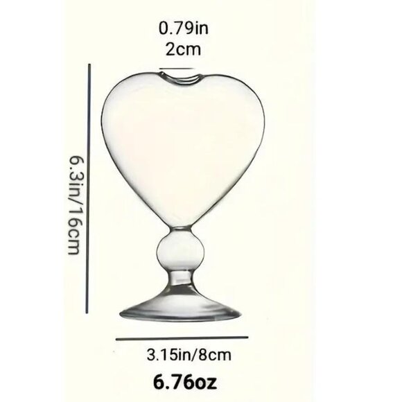 2Pcs Clear Cocktail Wine Glasses Heart Shaped For Home Bar Club Restaurant - Picture 4 of 4